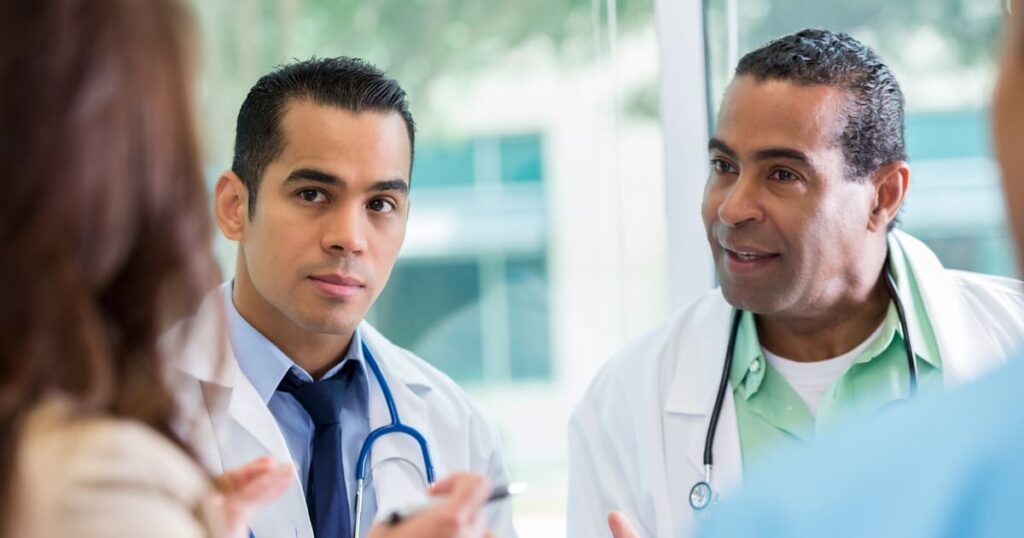 A team of doctors are co-owners of one practice, structured as a CA professional corporation.